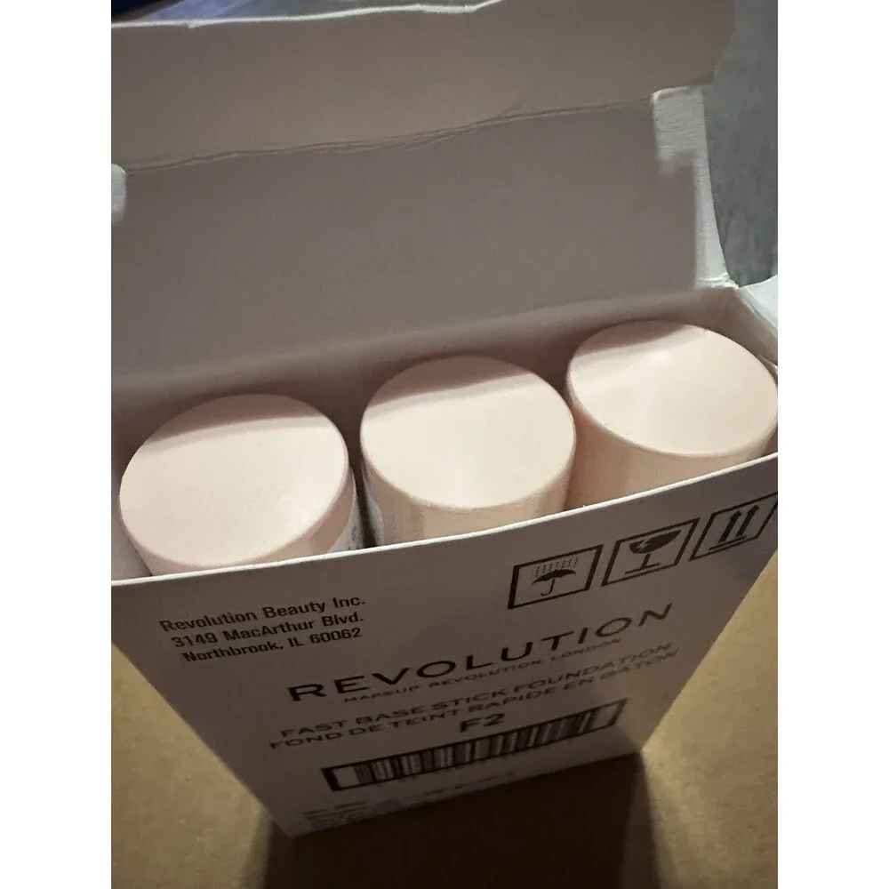 Makeup Revolution Fast Base Stick Foundation F2 3Pc Lot New